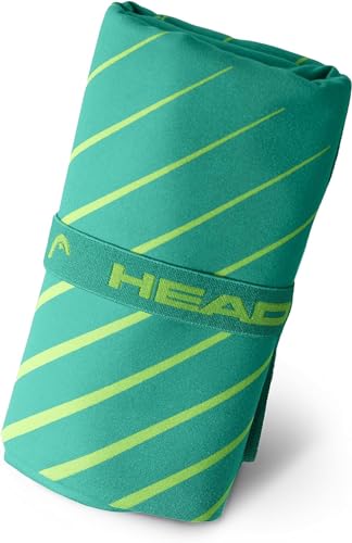 HEAD Active Stripes - Mikrofaser Handtuch mit Gummizug, Mikrofaser Handtuch Set Flauschiges und Leichtes, Schnell Trocknendes Fitness Handtuch, Saugfähiges Badetuch, Platzsparende Reisehandtücher