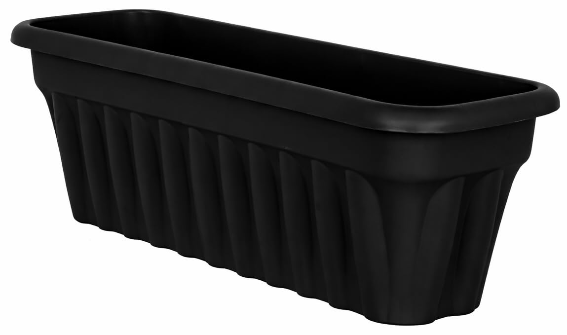 Muddy Hands 80cm Extra Long Black Trough Planter - Large Plastic Window Box for Outdoor Garden, Balcony & Patio - Ideal for Flowers, Herbs & Vegetables - Durable Weather-Resistant Plant Pot
