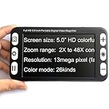 Grossissement HD 2X-48X avec fonction mémoire : faites l'expérience d'un agrandissement de texte cristallin (2X-48X) sur l'écran HD de 5