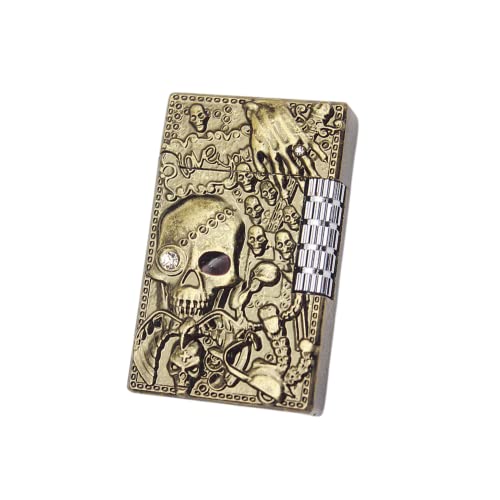 KAIEOMGN Carving Skull Antique Lighter, Vintage Cool Metal Lighters Refillable,