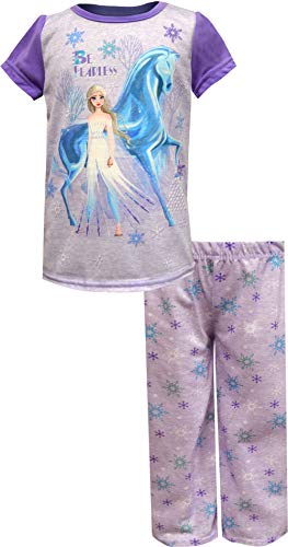 AME Sleepwear Girls Disney Frozen Princesses Elsa and Anna Be Fearless Toddler Pajama (2T) Purple