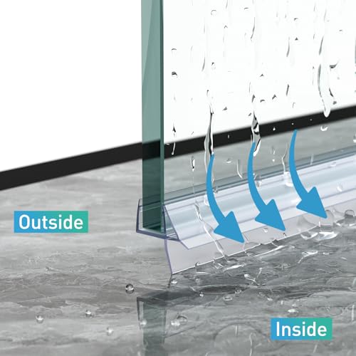 FCSOTSPS Shower Door Bottom Seal, 2 PCS 1/4\" x 36\" Shower Door Sweep for 1/4 Inch Glass, Frameless Glass Door Seal Strip,Stop Shower Leaks and Create a Water Barrier (6MM)