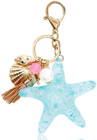 Beach Sea Ocean Themed Keychain for Women Ocean Lovers Starfish Shell Keychain for Bag Purse Keychain Charm image 4