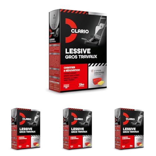 Lessive Clario Spéciale Gros Travaux formule 2x plus concentrée et puissante