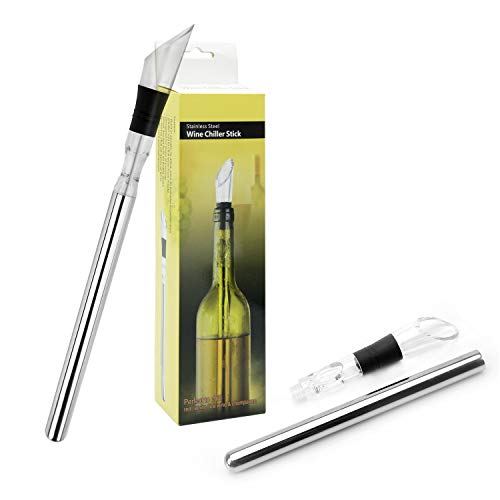 3 in 1 Wine Chiller Wine Bottle Cooler Stick Stainless Steel Freezer with Aerator & Pourer Decanter for Whiskey Cocktails Beers