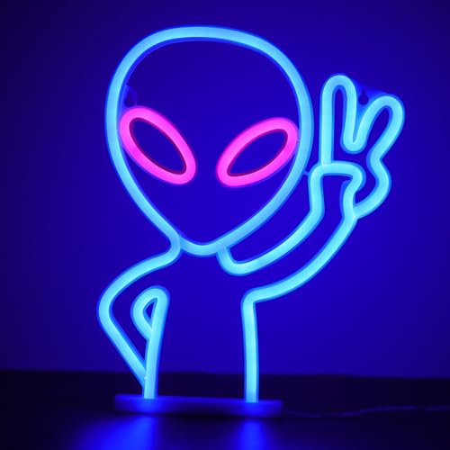 ENUOLI Alien Neon Sign,Led Neon Signs for Wall Decor Man Cave Game Room Neon Decor USB Powered Alien Neon for Beer Bar Pub Man Cave Party Wedding Birthday Gifts (Pink&Blue) - Image 5