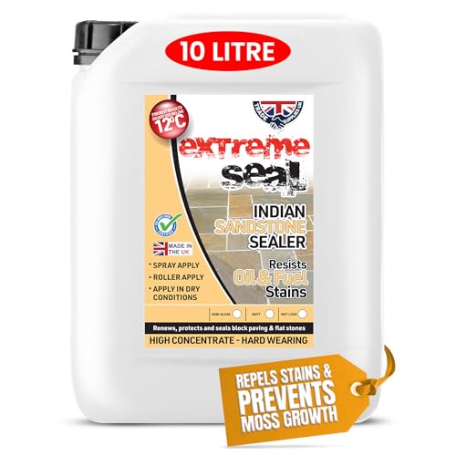 Trade Supplies Uk - Extreme Seal Indian Sandstone Sealer - Wet Look - Polyurethane-Based, Hard-Wearing & Durable, Deep Penetrating, Weatherproof, Protects Against Dirt, Oil & Stains - 10L