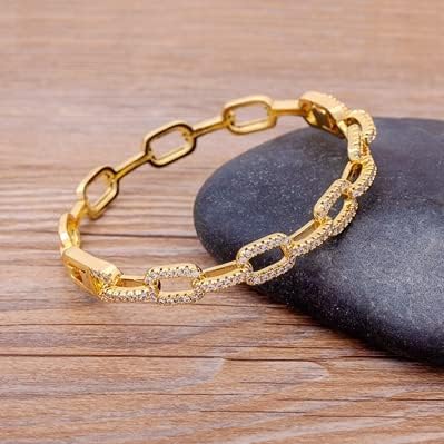 Luxury Stackable Statement Bangle For Women Wedding Cubic Zircon Crystal Cz Dubai Gold Plated Bracelets
