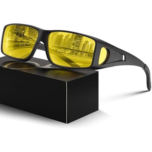 Night Driving Glasses for Men Women Anti Glare Polarized Fit Over Night Vision glasses