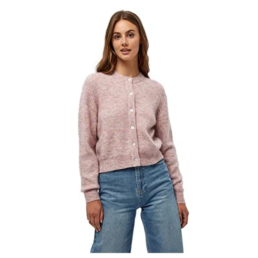 Minus33 Dam Alma stickad kofta tröja, Powder Rose Melange, S