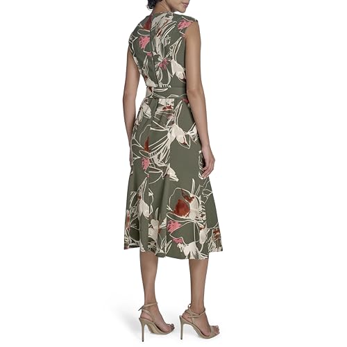 Image of Calvin Klein Printed Scuba Crepe Belted Midi