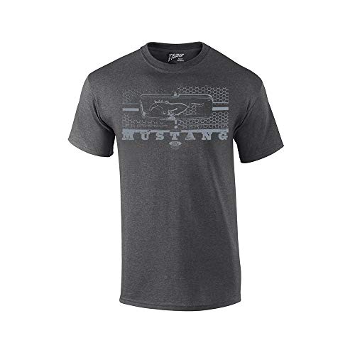 Ford Mustang Grill Legend Honeycomb Grill and Pony Emblem Classic Racing Performance Race Muscle Car T-shirt Emblem Logo-Heathergr