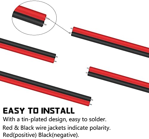 WMYCONGCONG 20pcs Male & Female Red Black DC Power Adapter 22 AWG for CCTV DVR Camera Lead Plug Pigtail Cable and 10pcs DC Power Jack Socket Female Panel Mount Connector 2.1x5.5mm