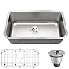 Quikore 30 Inch Undermount Kitchen Sink 18 Gauge Stainless Steel Spacious Single Bowl Curved Shape Round Corner Deep Sinks with Basket Strainer and Bottom Grid 30" x 18" x 9"