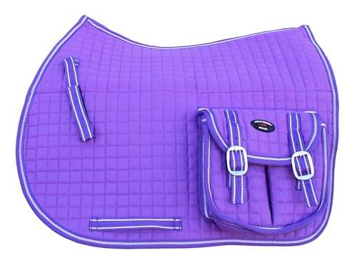 Horse Quilted English Saddle PAD Pockets Dressage Aussie Australian Purple 7276