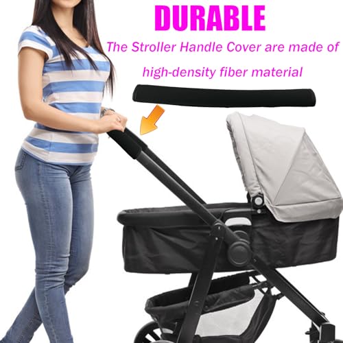 Image of Universal 18.9 Inch Handle Sleeve Cover for Baby Stroller, Universal Stroller Handle Cover, Stroller Handlebar Cover Infant Toddler Pram Bar Dust Proof Handle, Black