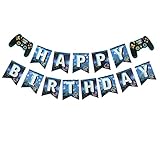 Video Game Happy Birthday banner (Blue) Gaming Theme Party Happy Birthday for Boys children Player Game theme Party Decoration