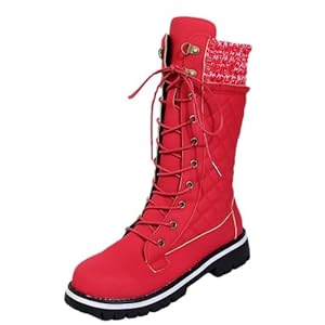 LTHTX Vrouwen Mid Kalf Laarzen, Winter Fashion Gebreide Stiksels Schoenen voor Reizen Camping Wandelen