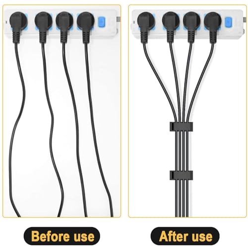 50Pcs Self Adhesive Cable Management Clips,Cable Organizers Wire Clips Cord Holder for PC Laptop Ethernet Cable Desktop Home Office(1.52’’ x 0.59’’ x 0.57’’, Black) by MOOCY - Image 6