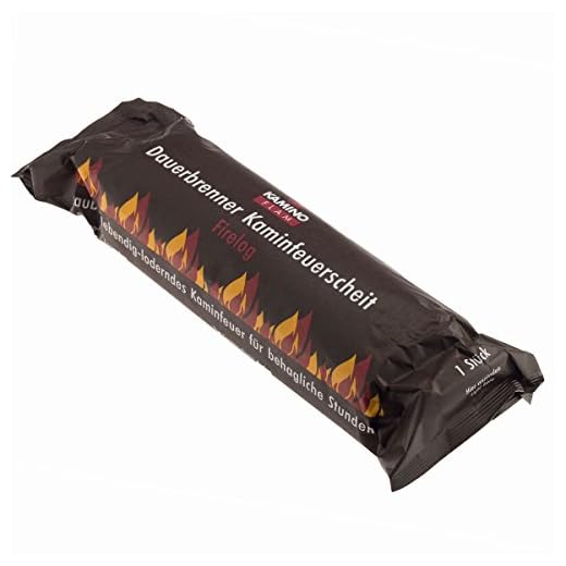 10 Stück (1 Karton á 10 Stück) KaminoFlam® - Kaminfeuer Dauerbrenner Kaminfeuerscheit, Brennstoff für Kaminofen, Holzofen, Kachelofen