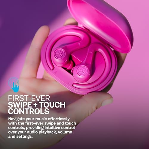 JLab JBuds Sport ANC 4 True Wireless Bluetooth Earbuds + Charging Case, Pink, Swipe + Touch Controls, Hybrid Active Noise Cancelation, Multipoint Connect, Customized Settings App