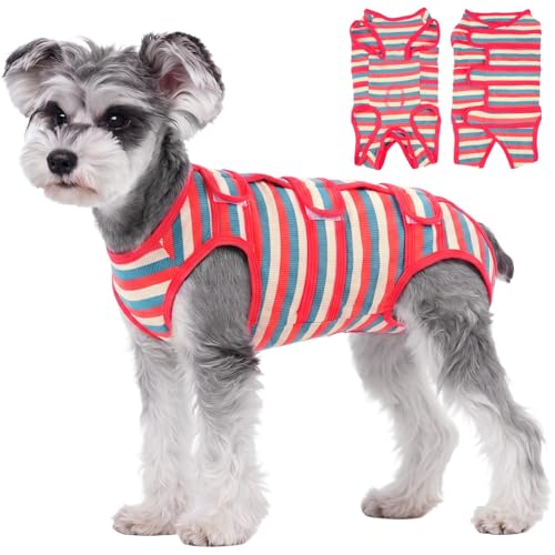 Kuoser Dog Surgery Recovery Suit, Cone E-Collar Alternative, Red XS