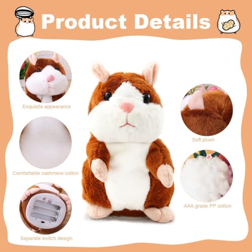 Sprechende Hamster Wiederholt,Sprechender Hamster Spielzeug,Talking Plüschtier Elektronische,Lustige Kinder Stofftiere,Plüsch Hamster,Maus Kinder Stofftier,Record Spielzeug Interaktives für Baby Kids