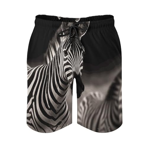 Mens Shorts Wild Animals Zebra Men Swim Trunks Quick-Dry Beach Shorts with Drawstring Pocket Bathing Suit3