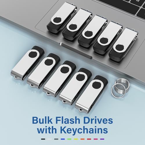 Wooolken Pamięć flash USB 2.0, 2 GB, z brelokami, obrotowa pamięć USB, do komputera, laptopa, 100 szt., czarna