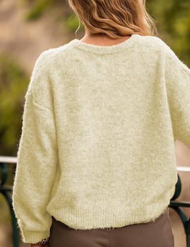 Image of Ynhonra Womens Cardigan Sweater Front Button Loose Y2k Long Sleeve Crewneck | Lightweight Knit Ribbed Hem