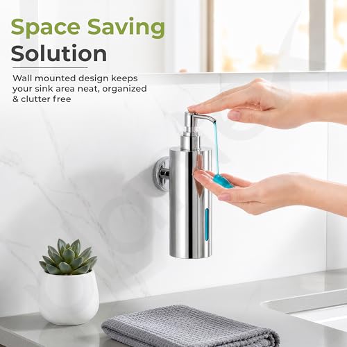 Image of Plantex Liquid Soap Dispenser for Bathroom /Stainless Steel Shampoo Dispenser /Round Hand wash Dispenser /Bathroom Accessories - Pack of 1 (Chrome)