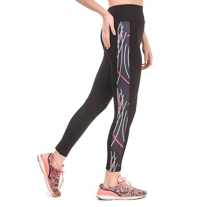 Image of NEVER LOSE Gym Wear Leggings Ankle Length Workout Tights /Stretchable Sports Leggings /Sports Fitness Yoga Track Pants with Pocket for Girls & Women (S, Classic11) Black CLASSIC11