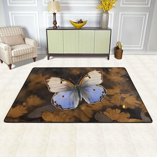 Tapis de sol marron avec papillon idéal pour cuisine et buanderie
