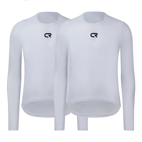 Coconut Ropamo CR 2 Pack Men's Cycling Base Layer Vests Long Sleeves Quick Dry Bike Tank Top Breathable Bike Riding Undershirt (White, Large)