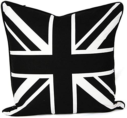 Starhomeware Union Jack Tapestry British United Kingdom Flag Cushion Cover Size 18"x18" (Black & White)