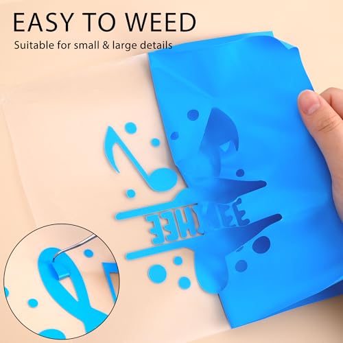 Image of HTVVETUR Lake Blue HTV Iron on Vinyl 12Inch by 35ft Heat Transfer Vinyl for T-Shirt HTV Rolls for All Cutter Machine - Easy to Cut & Weed (35ft, Lake Blue)