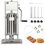 CTJ Sausage Stuffer 11Lb/5L Manual Sausage Makers Two Speed 304 Stainless Steel Vertical Sausage Stuffers Machine with 4 Filling Tubes & Nozzle - Churro Maker for Home & Commercial Use