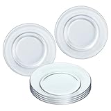 COKUMA 6 Pack Clear Glass Plates, 7.5 inch Tempered Glass Plate with Lipped Edges for Dinner Salad Appetizer and Dessert, Micrwave and Dishwasher Safe, Lead-Free