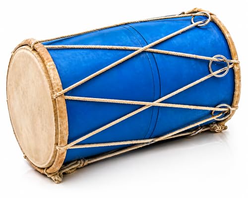 Small 10 x 6 Inch Compact Dholak Drum Set Handmade Wood & Leather Classical Indian Hand Percussion Drums World Musical Instruments Punjabi Tabla Dhol Dholki For Decor & Travel Gift For Music Lovers