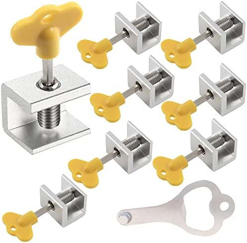 Window Locks, 8 Sets Sliding Window Locks Security with Key for Vertical & Horizontal Sliding Windows Doors, Adjustable Aluminum Child Proof Safety Slide Window Door Lock for Home Bedroom - Silver