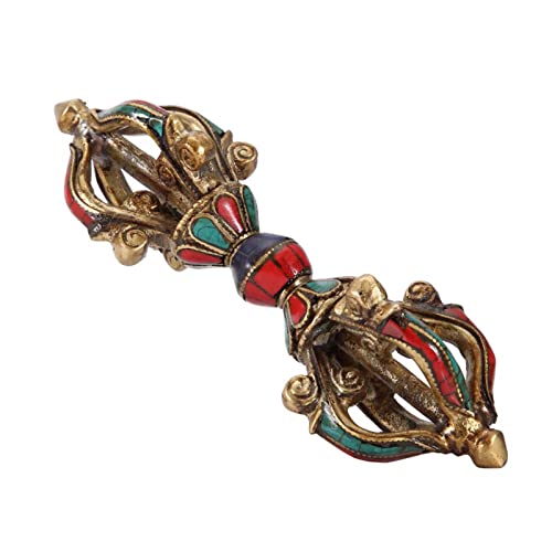 Boneco tibetano Vajra Dorge, Phurba Pestle, vintage, cinco cordas de pestes, demônio, praga, budismo