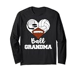 Ball Grandma Heart Funny Football Volleyball Hockey Grandma Long Sleeve T-Shirt