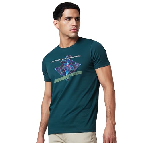 Image of Spykar Men's Slim Fit Round Neck Half Sleeve Solid Casual T-Shirt