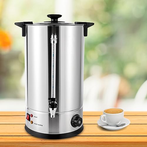 Image of 3.7 Gallon Electric Hot Water Dispenser, 1400W Stainless Steel Commercial Water Boiler and Warmer, 110V Temp Adjustable Tabletop Tea Coffee Urn for Parties (3.7Gal Sliver)
