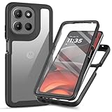 ILING Coque pour Motorola Moto G56 5G, 360° Intégrale Protection Transparent Très Mince Antichoc Étui avec L'écran Intégré, Prime Dur PC + Silicone TPU Bumper Housse (Noir)