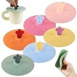 6 tapas de silicona para tazas, tapas de silicona de colores, tapa hermética...