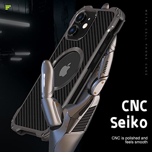 Gooodidear Back Hollow Heat Dissipation Case Cover For Iphone 12 Pro Max, Shockproof Armor Bumper Lens Protector Support Magsafe Charger Aluminum Alloy Metal Carbon Fiber Case For Iphone 12 Pro Max #TOP5