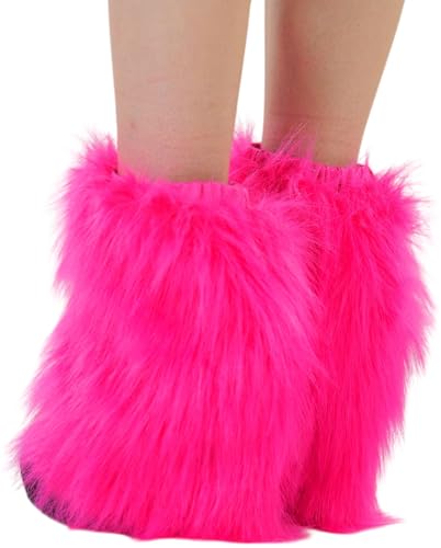 Image of ToBeInStyle Women's Faux Vibrant Fur Retro Daring 60' Inspired Ravewear Knee High Leg Warmers