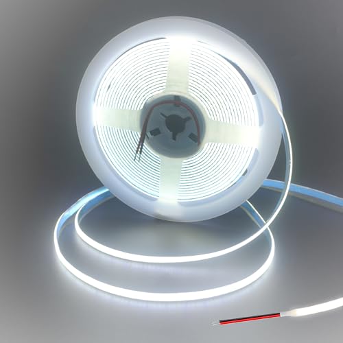 クリアヒル(Clearhill)12V 5mm幅 COB 2000LED ストリップライト ベアワイヤー(電源なし)5M 昼白色 6500K 400LEDs/M CRI90 電気メッキ両面パネル 10W/M 防水不可 屋内DIY用
