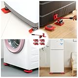 Hioph Heavy Duty Furniture Lifter with 4 Pack Moving Sliders, 360°Rotation Furniture Movers Wheels Set for Moving Heavy Appliance Refrigerator Sofa, 150KG Capacity, Red - Image 7